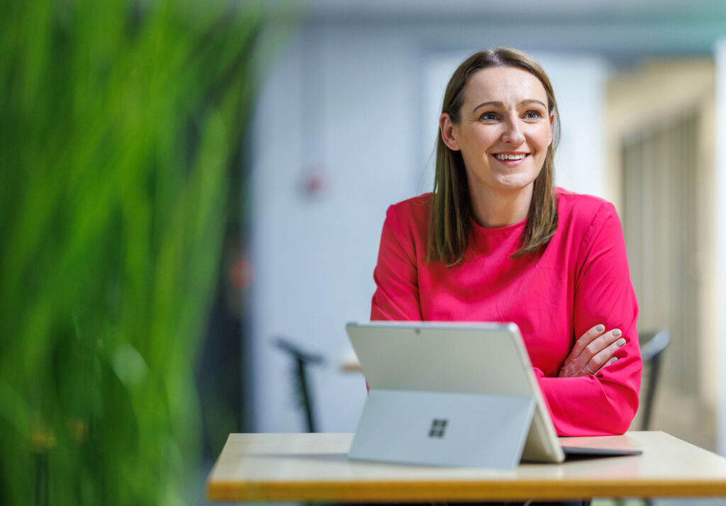 AB at Laptop in Lobby